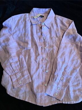 Talbots Lavender Button-Down Linen Shirt